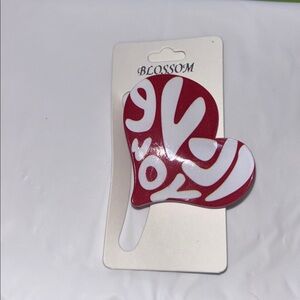 Red and White “LOVE YOU” Heart-Shaped Hair Clip